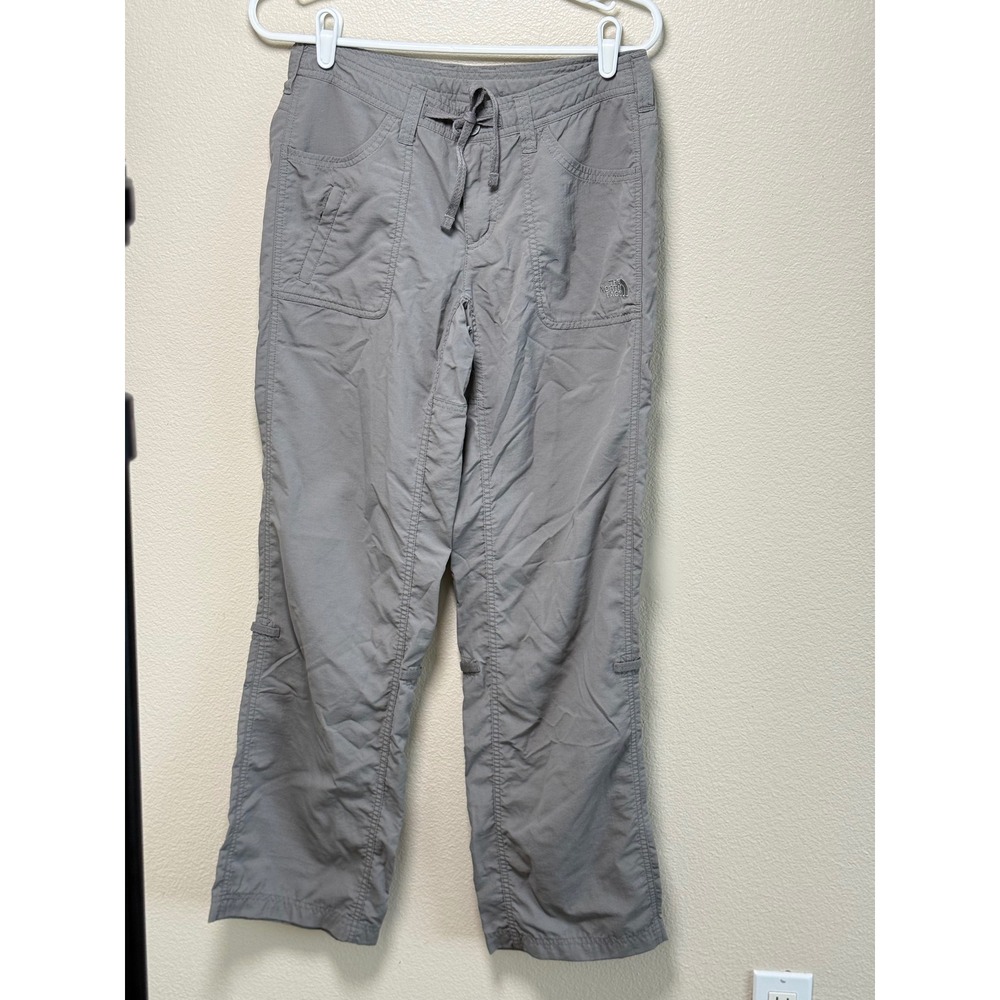 The North Face Womens Gray Nylon Hiking Cargo Pants Drawstring Waist Size 4